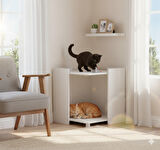 MiloBox Komodin Çok Amaçlı Kedi Mobilyası Beyaz