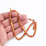 Kadim Katalin Eski Kalemlik Obje Usta İşi İmzalı Kapsül Kesim 7x12mm Tesbih -Kahve Sarı Sedefli