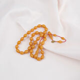 Kadim Katalin Eski Zil Kulpu Obje Usta İşi İmzalı Beyzi Kesim 7x10.5mm Tesbih -Sarı