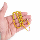 Katalin Dinlenmiş Çubuk Usta İşi İmzalı Beyzi Kesim 6x11mm Tesbih -Hareli Sarı