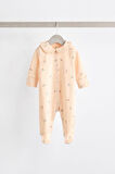 Next Baby %100 Pamuklu Krem Mvi Çiçek Desenli Yakalı 3'lü Tulum Set