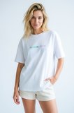 Unisex Beyaz Oversize "Paradise Found" Sırt Baskılı Retro Tişört Beyaz / XS