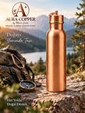 Aura Copper Bakır Matara 600 ml – İçi Kalaylı Sızdırmaz Kapaklı El Yapımı Su Şişesi Ac-00010