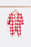 Next Baby % 100 Pamuklu Kırmızı Kalp Desenli  3'lü Tulum Set