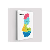 Batman İli ve İlçeler Haritası  Dekoratif Kanvas Tablo 1285