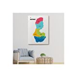 Batman İli ve İlçeler Haritası  Dekoratif Kanvas Tablo 1285