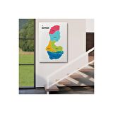 Batman İli ve İlçeler Haritası  Dekoratif Kanvas Tablo 1285