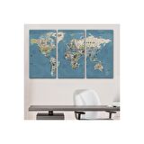 Dünya Haritası Son Derece Ayrıntılı Eğitici ve Öğretici Okyanuslu Kanvas Tablo-2523