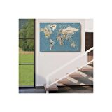 Dünya Haritası Son Derece Ayrıntılı Eğitici ve Öğretici Okyanuslu Kanvas Tablo-2523