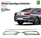 VW Passat B8.5 Krom Egzoz Görünümü Difüzör Çıtası 3 Parça 2019 ve Üzeri