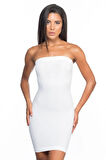 Beyaz 5065 Straplez Elbise Korse
