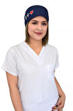 Lacivert Kalp Ritim İşlemeli Cerrahi Bone B97