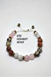 Sertifikalı Güç,cesaret,sevgi (ay Taşı,pembe Kuvars,güneş Taşı,benekli Jasper,) Doğaltaş Bileklik
