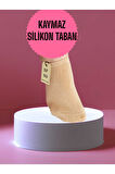 2 ÇİFT BABET ÇORAP GÖRÜNMEZ ÇORAP SPOR YOGA PİLATES SNEAKERS KAYMAZ SİLİKON TABAN 36-40 KREM SİYAH