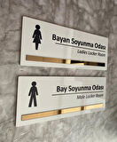 Bronz Aynalı Parlak Beyaz Seri Bay&Bayan Soyunma Odası Yönlendirme Levha Seti
