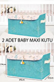 (2 ADET)Baby Çok Amaçlı Kapaklı Kutu Düzenleyici Maxi (MAVİ) 35x24x23