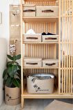 Jüt Kapaklı Dolap İçi Organizer Takı, Makyaj, Banyo, Ofis Düzenleyici Saklama Kutusu 26x20x10 cm