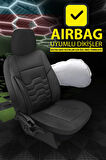 Mini Mini  Uyumlu 5 KOLTUK TAM SET BAKÜ SERİSİ JAKAR TERLETME KOKMA YAPMAZ OTO KOLTUK KILIFI SİYAH