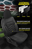 Renault Fluence  Uyumlu 5 KOLTUK TAM SET BAKÜ SERİSİ JAKAR TERLETME KOKMA YAPMAZ OTO KOLTUK KILIFI SİYAH