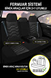 Renault Fluence  Uyumlu 5 KOLTUK TAM SET BAKÜ SERİSİ JAKAR TERLETME KOKMA YAPMAZ OTO KOLTUK KILIFI SİYAH
