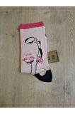BAMBU DİKİŞSİZ  ÇORABI KADIN YÜZÜ DESENLİ PEMBE YUMUŞAK  ÇORAP 36-40