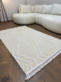 ARYA 5026-G Pamuk Dokuma Taban Geometrik Desenli Salon Halısı-KREM