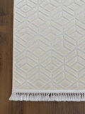 ARYA 5022-G Pamuk Dokuma Taban Geometrik Desenli Salon Koridor Mutfak Halısı- KREM