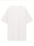Baskılı Oversize Bisiklet Yaka T-shirt - Beyaz