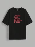 Baskılı Oversize T-shirt - Siyah