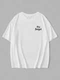 Baskılı Oversize Bisiklet Yaka T-shirt - Beyaz