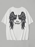 Baskılı Oversize Bisiklet Yaka T-shirt - Beyaz