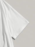 Baskılı Oversize Bisiklet Yaka T-shirt - Beyaz