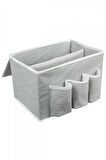 ALAS Başucu Düzenleyicisi Gri Çizgili Organizer Kutu Klasik 35x22x22 cm