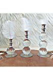 3 Parça Kristal Gümüş Tüylük Seti