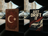 Türk Bayrağı ve Just Drift It - İkili Oto Kokusu - Dekoratif Araç Kokusu ve Aksesuarı