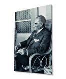 Atatürk Portresi Cam Tablo, Ev ve Ofis Duvar Dekoru, Hediyelik Büyük Temperli 4 mm Cam Tablo