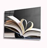 Kalp Kitap Cam Tablo 4mm Dayanıklı Temperli Cam