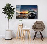  Deniz Gemi Manzara Cam Tablo 4mm Dayanıklı Temperli Cam