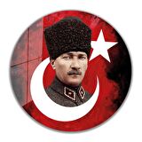 Atatürk Cam Tablo Yuvarlak 4mm Dayanıklı Temperli Cam