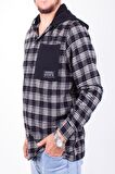 Dagoster DMG23-193714 Siyah Günlük Kapüşonlu Oversize Oduncu  Erkek Gömlek