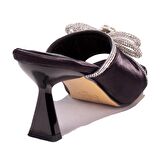 Dagoster DZA07-1125029BB Siyah Saten Abiye Topuklu Kadın Terlik