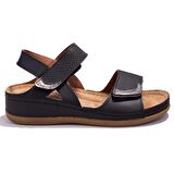 Polaris 104424BB Siyah Ortopedik Günlük  Kadın Sandalet