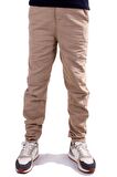 Twister Slim Jogger3-011 Bej Yüksek Bel Dar Paça Erkek Keten Pantolon