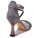 Dagoster DZA07-337098BB Platin Simli Klasik Topuklu Kadın Ayakkabı