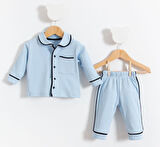 Unisex Bebek Alt Üst Pijama Takım Mavi | 0-3 AY