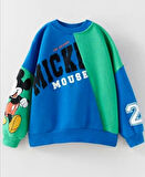 Mickey Mouse Görselli Kapüşonlu Bebek Çocuk Alt Üst Takım-Çok Renkli | 6 Yaş