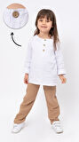 Unisex Bebek&Çocuk %100 Pamuklu Müslin Alt Üst Pijama Takım-Kahverengi | 1-2 Yaş