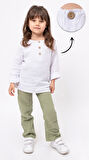 Unisex Bebek&Çocuk %100 Pamuklu Müslin Alt Üst Pijama Takım-Yeşil | 3-6 Ay