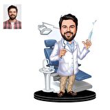 Kişiye Özel Bay Diş Dokturu Figürlü 3D Ahşap Biblo,Sevgiliye