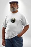 Yin İle Yang Beyaz Beyaz Kurt   Beyaz Büyük Beden Kadın Erkek Ünisex  Basic Ön Baskılı Tişört